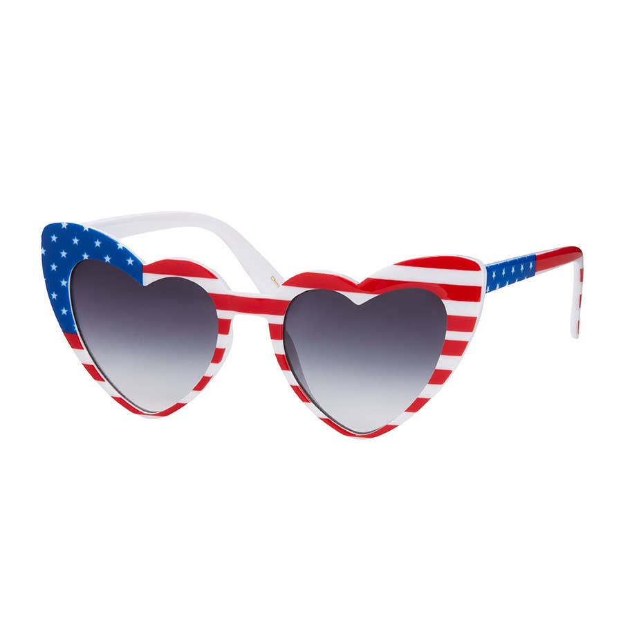Blue Gem Sunglasses Inc - Wholesale Sunglasses - Women's - 1774 - American Flag Heart Sunglass0