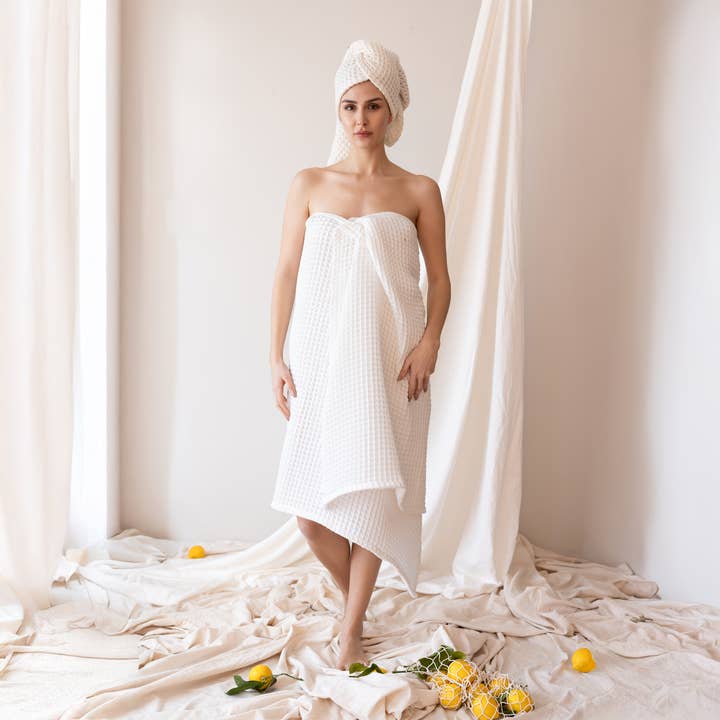 Set Serviettes Gaufre Luxe, 100% Coton, Haute Absorption pour la vente par Vivamaison