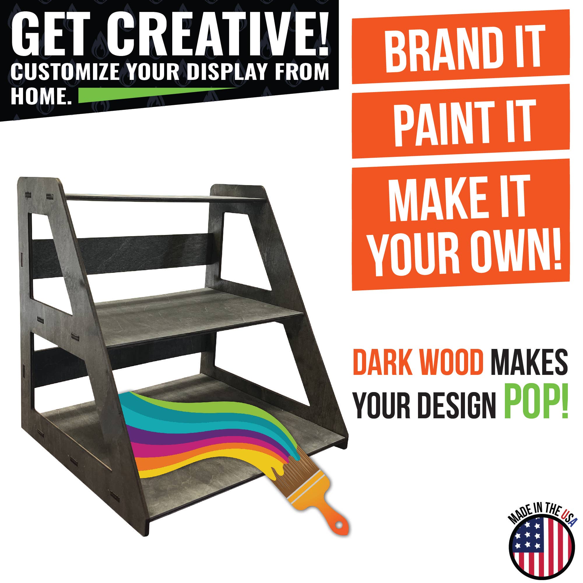 Torched Displays - Wholesale Retailer Display Stand/Case - 3-Tier Retail Table Display Stand with Shelves11