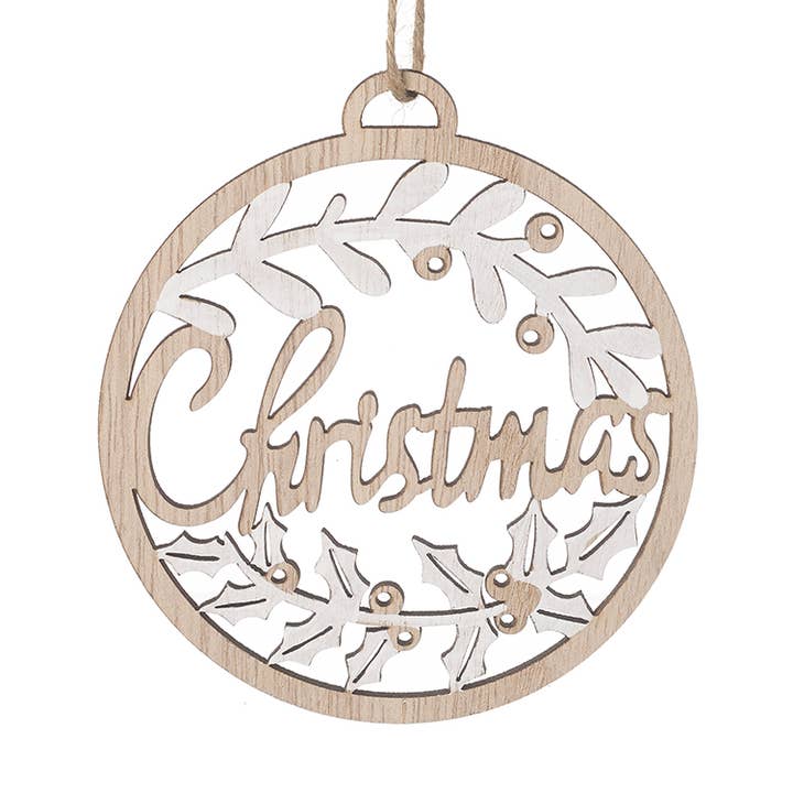 CHRISTMAS CUT OUT WOODEN BAUBLE for wholesale by Heaven Sends