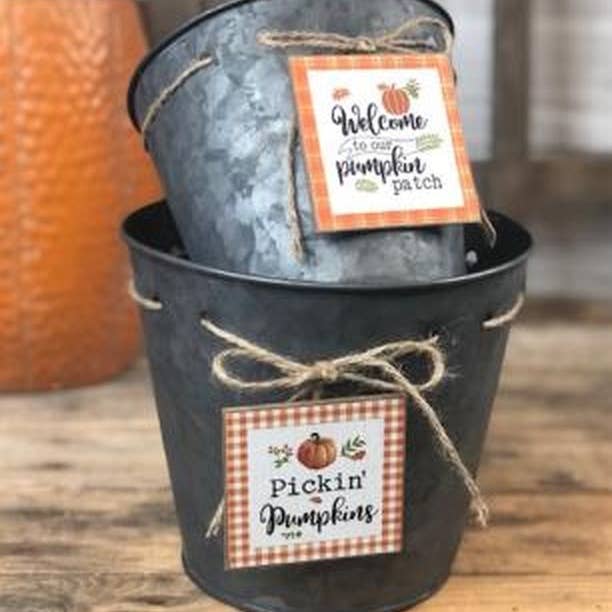 DNS Designs - Wholesale Bucket/Pail - Welcome Pumpkin Patch / Pickin Pumpkin Buckets ( Set of 2)