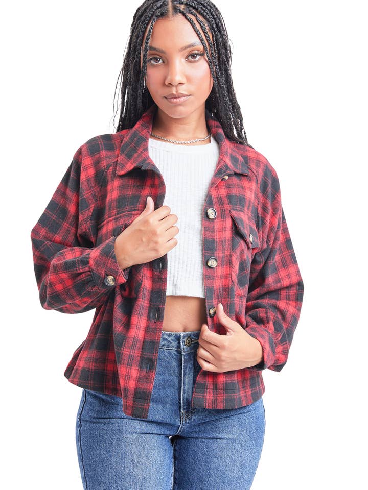 YMI - Wholesale Shirt Jacket/Shacket - Women's - Women's Cropped Boxy Fit Shacket-J1092PSH14