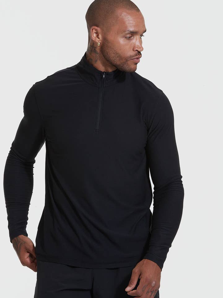 Performance Shirt | Quarter Zip | Black and other Purchase Wholesale compression shirt. Free Returns & Net 60 Terms on Faire trending on Faire.