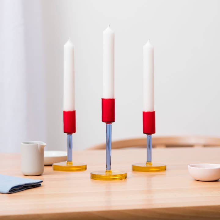 Block Design - Wholesale Candle Holder - Glass Candlestick - Tall