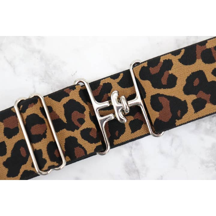 Heads Up Apparel - Wholesale Belt - Women's - 2 inch Brown cheetah Elastic Equestrian Belt 10