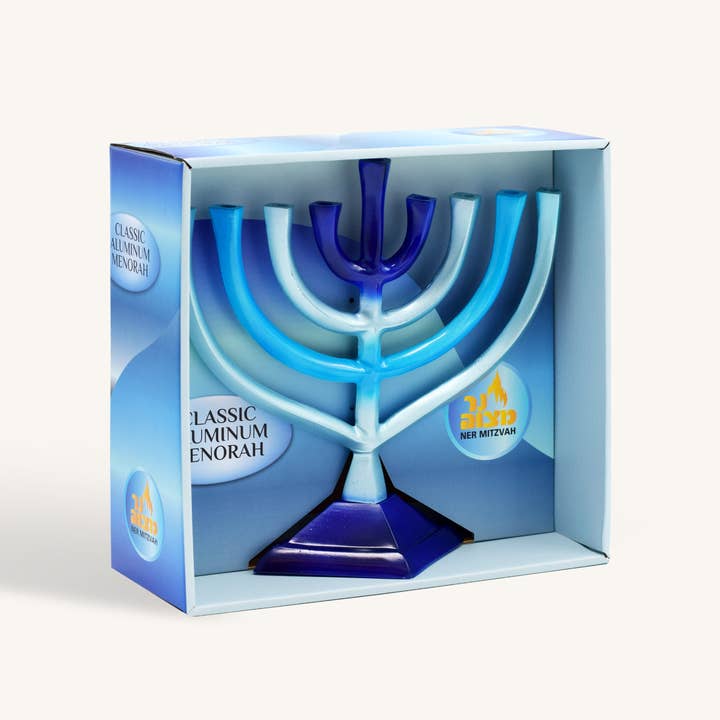 Ner Mitzvah - Wholesale Menorah - Candle Menorah - 9 Inches - Gradient Blue