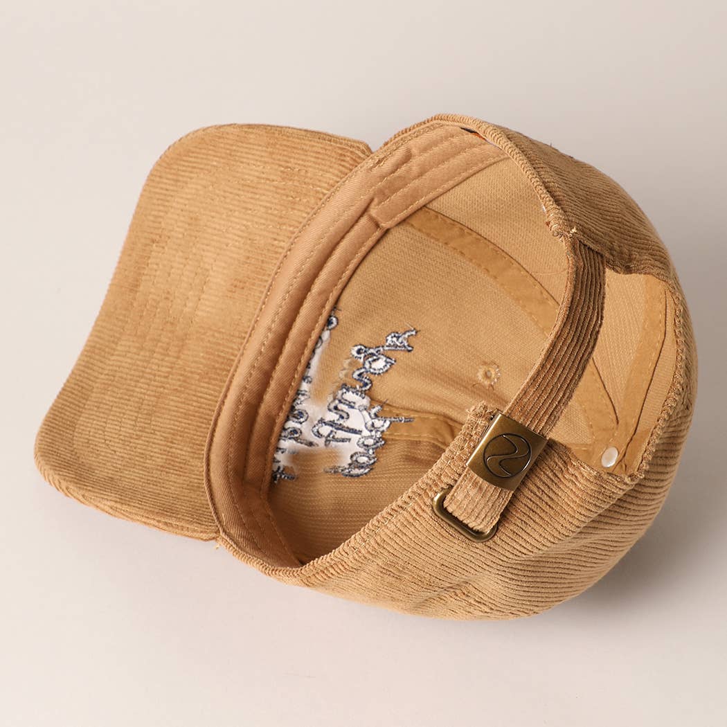 Fashion City - Wholesale Baseball Cap - Women's - good things take time Embroidery Corduroy Cap5