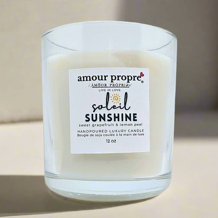 Candela di Lusso in Soia Colata a Mano Soleil SUNSHINE per la vendita all'ingrosso da parte di Amour Propre
