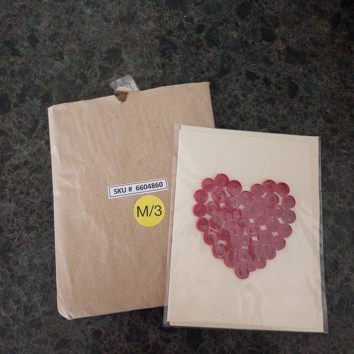 Ten Thousand Villages - Wholesale Love Card - Handcrafted Quilled Heart Card3