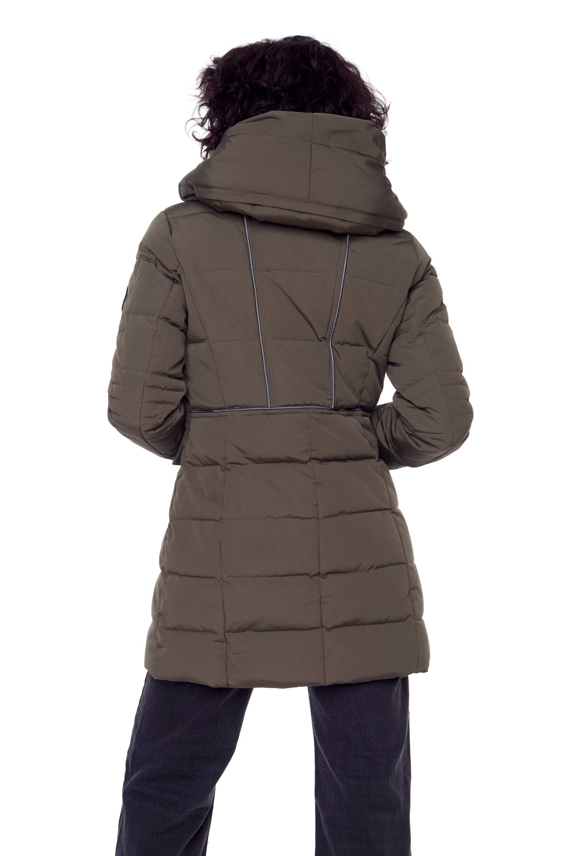KOOTNEY | WOMEN'S VEGAN DOWN (RECYCLED) MID-LENGTH PARKA, OLIVE for wholesale on Faire2