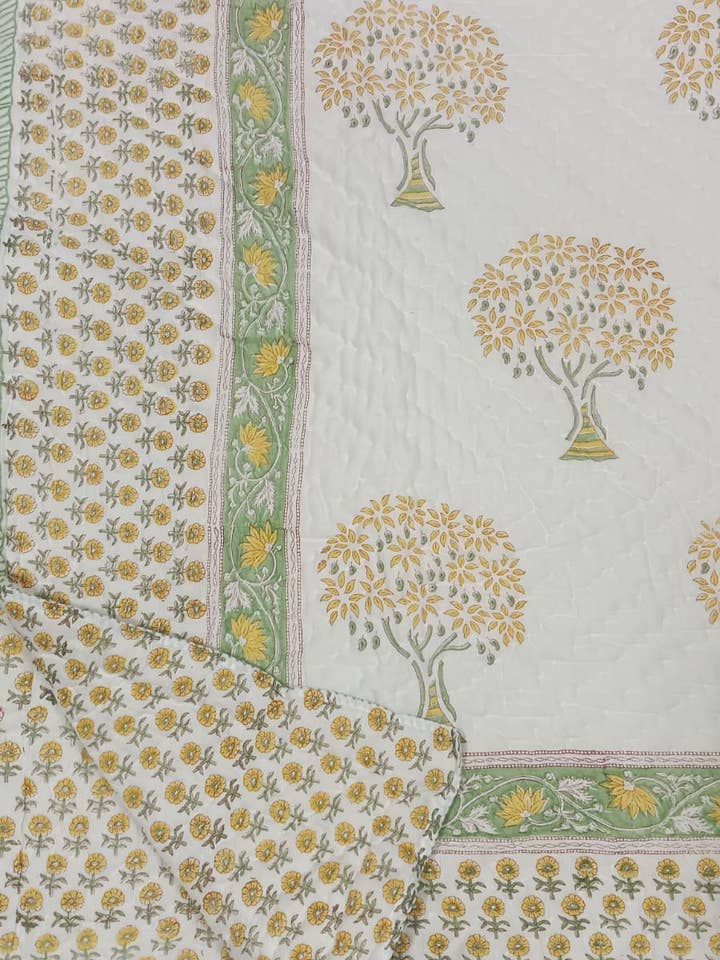 Colcha de Estampagem Manual Marigold Grove por atacado de Purple Mohar