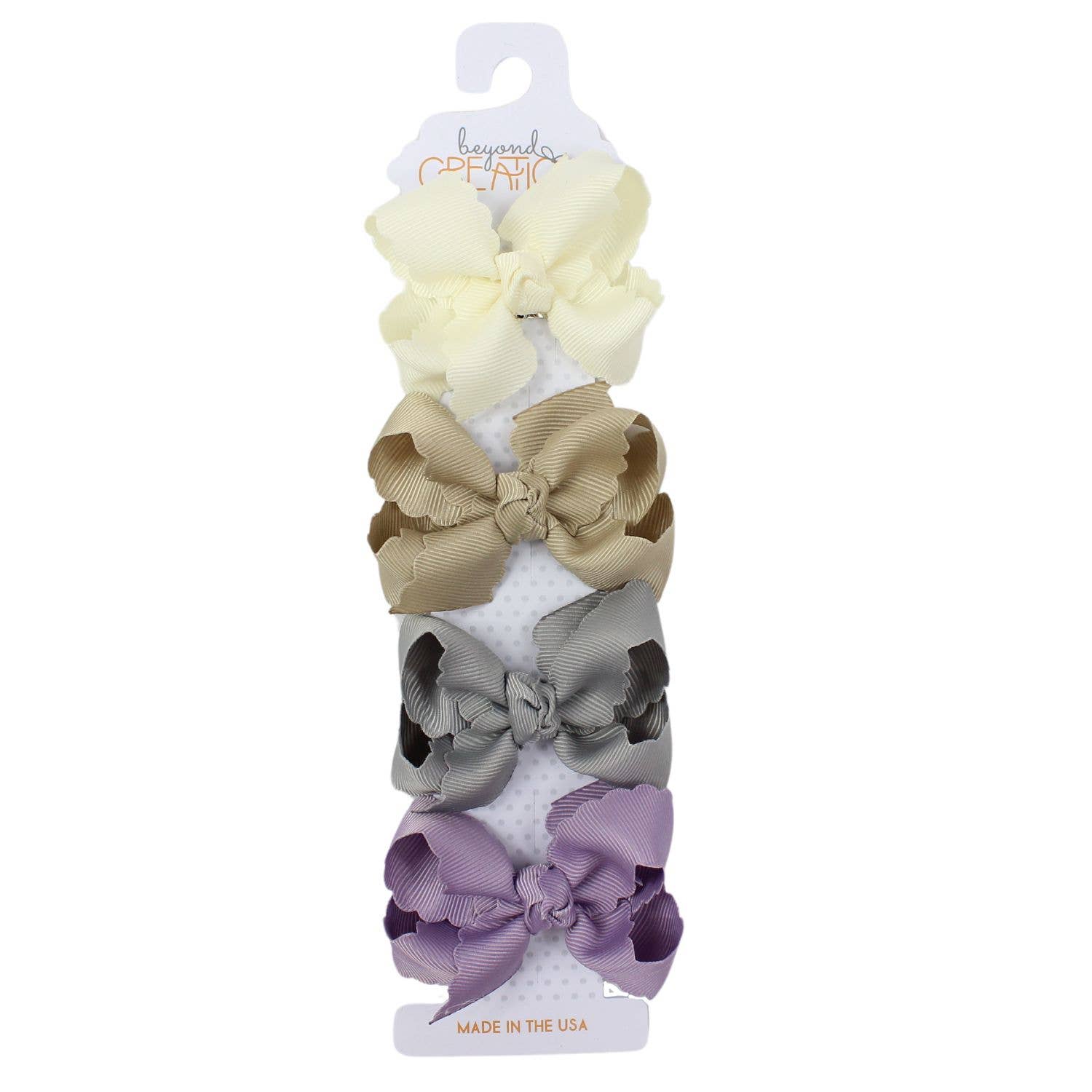 Beyond Creations, LLC – Laço para o cabelo – Criança por atacado – PACOTE DE 4 - LAÇO DE BORDA RECORTADA PEQUENO DE 3" EM CLIPE DE PRESSÃO7