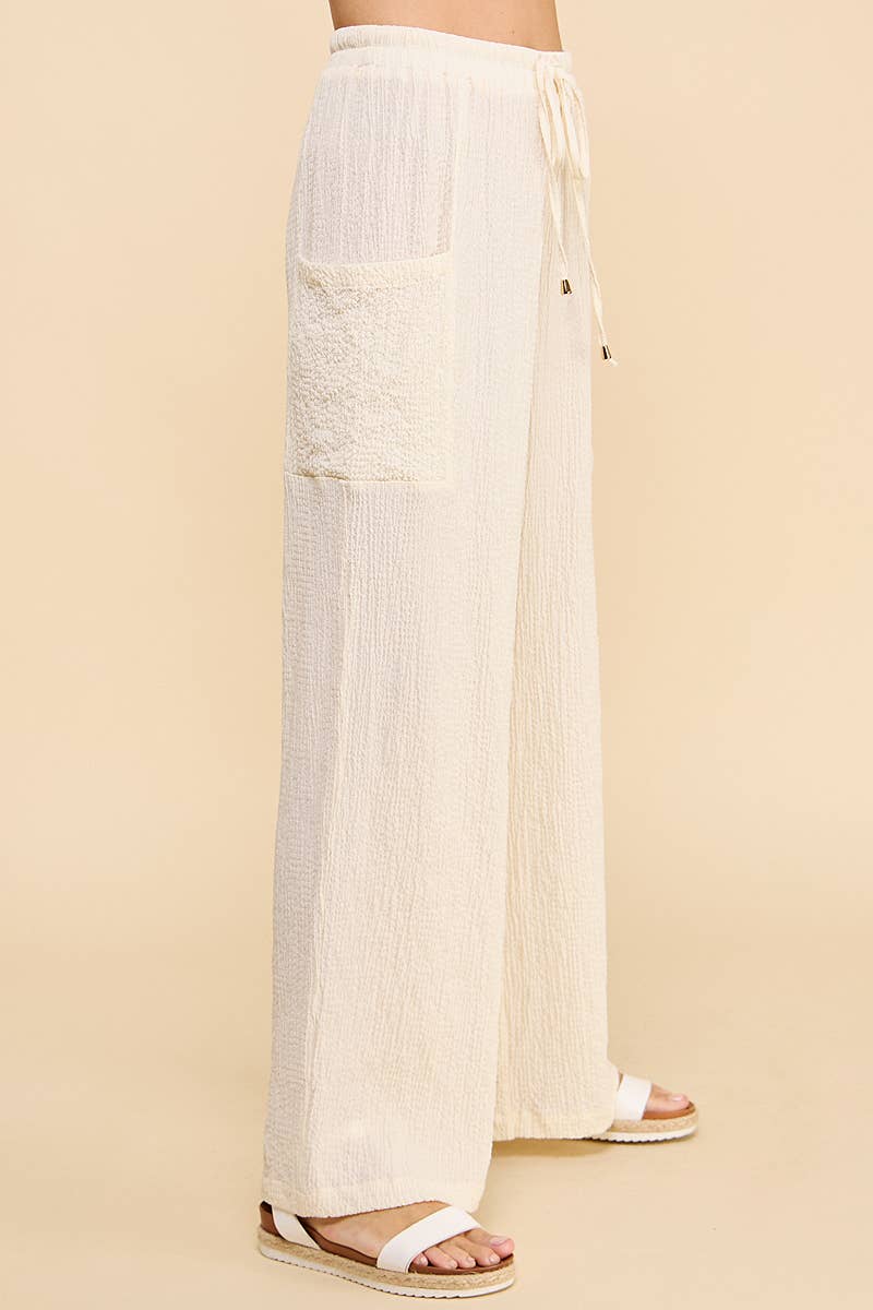 Allie Rose - Wholesale Pants - Women&#x27;s - Drawstring Seersucker Lounge Pants1