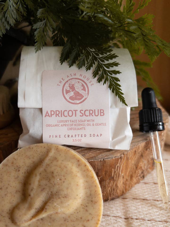 Apricot Scrub Luxury Face Palm Free Soap for wholesale by The Ash House Soap Studio