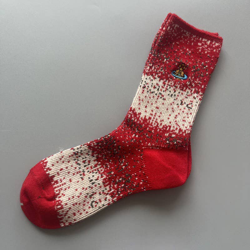 Tourtiwi - Wholesale Socks - Women's - Red Snowflake & Geometric Patterns Christmas Crew Socks10