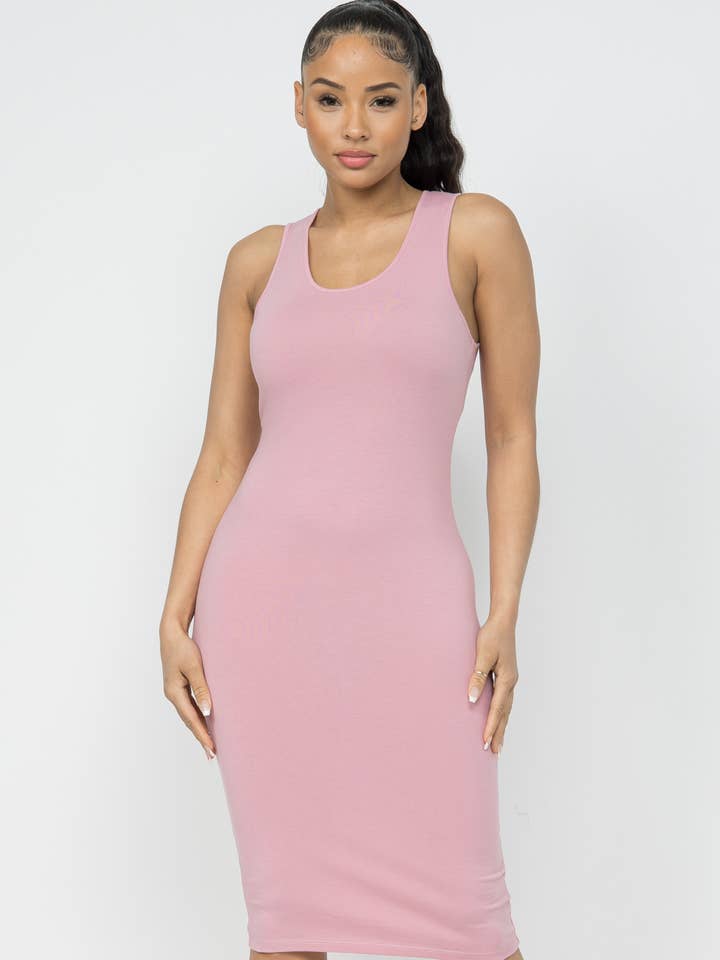 Julia by LoveJ - Wholesale Dress - Women's - Cotton Spandex Solid Sleeveless Tank Bodycon Midi Dress