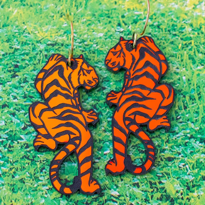 Tiger Earrings Holographic Acrylic Statement Earrings for wholesale by Momenti di Vita