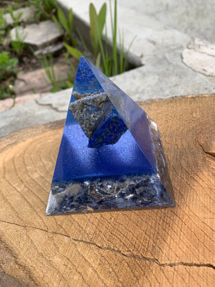 CHAKRA-THIRD EYE Orgone Pyramid for wholesale by Orgonics by Driftwood Works Inc