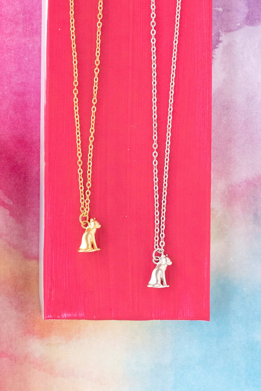 Rebecca Accessories LLC - Wholesale Pendant/Charm Necklace - Cat Sitting Charm Necklace Animal Pet Pendant Gold Silver1