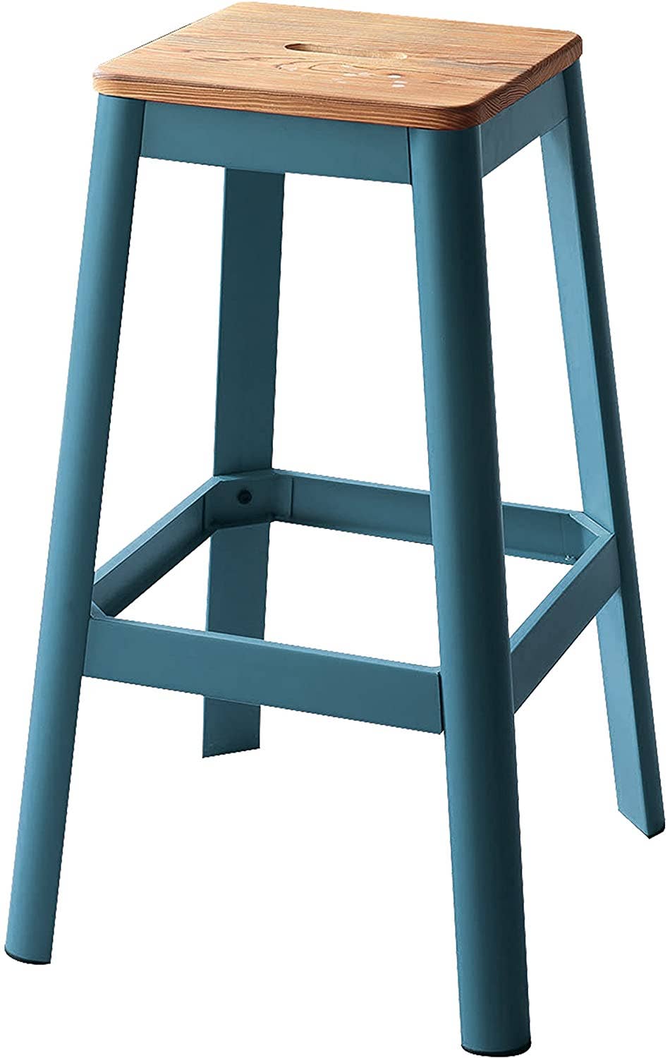 HomeRoots - Wholesale Stool - Contrast Teal and Natural Wood Bar Stool0