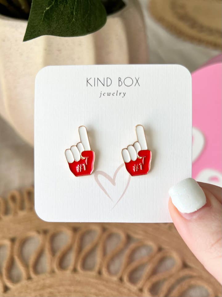 Earrings: Game Day Hand #1 for wholesale by Kind Box
