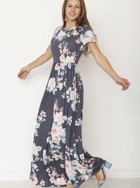 Robe longue à fleurs vintage avec poches pour la vente par EG fashion