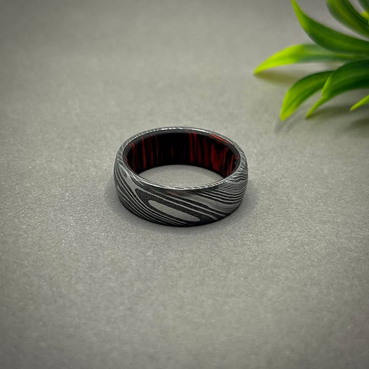 RustyStudioUSA - Vendita all'ingrosso Anello midi/a fascia - Anello Damasco Uomo, Anello Damasco, Anello di Nozze Uomo, Anello Uomo, Anello in Acciaio Damasco, Fasce in Acciaio Damasco, Anelli in Acciaio Damasco, Anelli Donna4