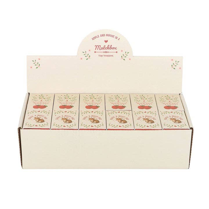 Something Different Wholesale – wholesale Decorative tabletop object – Set of 24 Glass Apples and Ceramic Mice Tokens in Display2