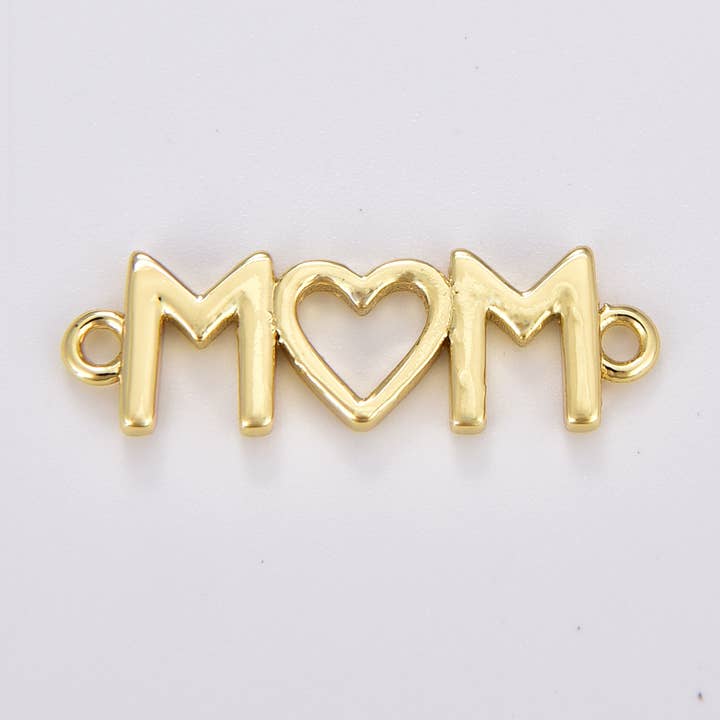Gold Filled Mom Charm Connector, Mother's Day Gift, CN457 for wholesale by Beads Creation