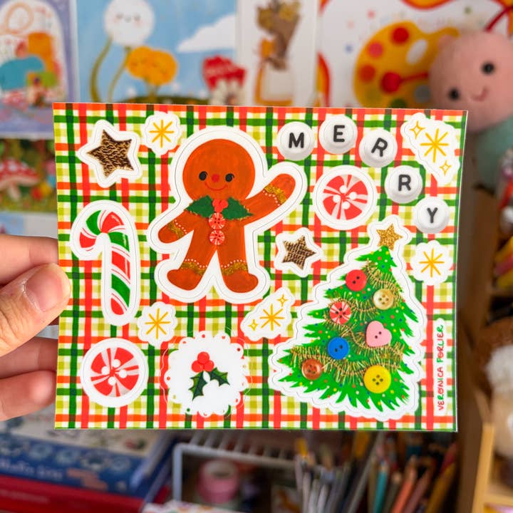 Christmas Goodies Sticker Sheet for wholesale by Veronica Porlier Illustrations