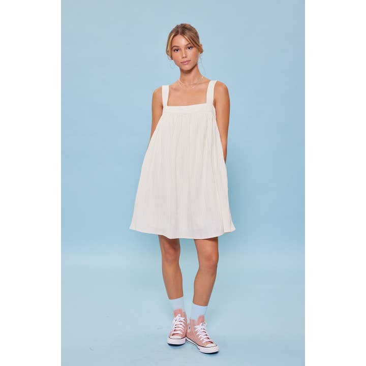 idem ditto - Vente Robe – femme - MINI-ROBE BABYDOLL FROISSÉE AVEC RUBAN AU DOS9