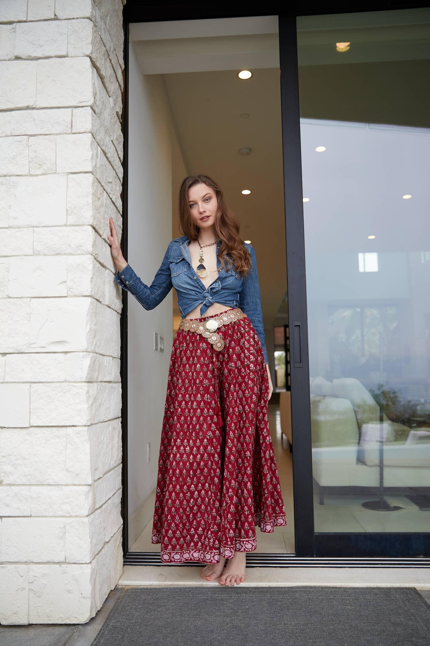 The Fox and The Mermaid - Wholesale Pants - Women's - Althea Cotton Palazzo Pants: Burgundy4