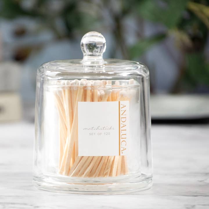 Andaluca - Wholesale Matches - Glass Jar with Lid & 120 Wooden Matches