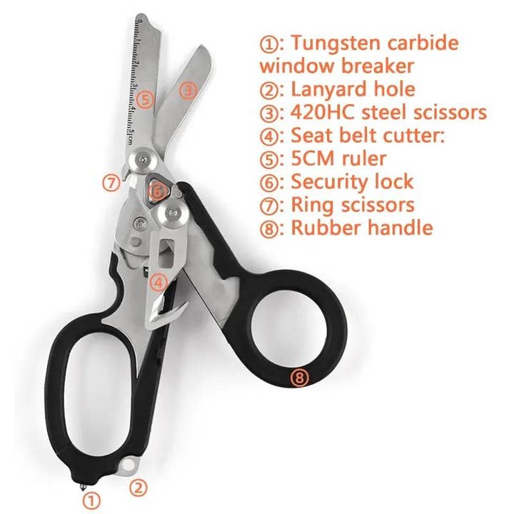 VIGOR - Wholesale Scissors - Stainless Steel 6 In 1 Tijeras Raptor Rescue Emergency Shears Scissors(10 Pack)8