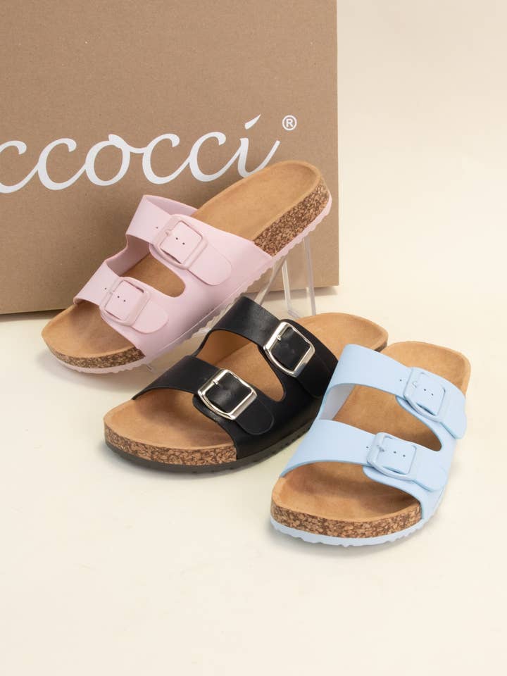 CCOCCI - Wholesale Sandals - Women's - AUDRINA COLOFUL DOUBLE BUCKLE STRAP SANDAL