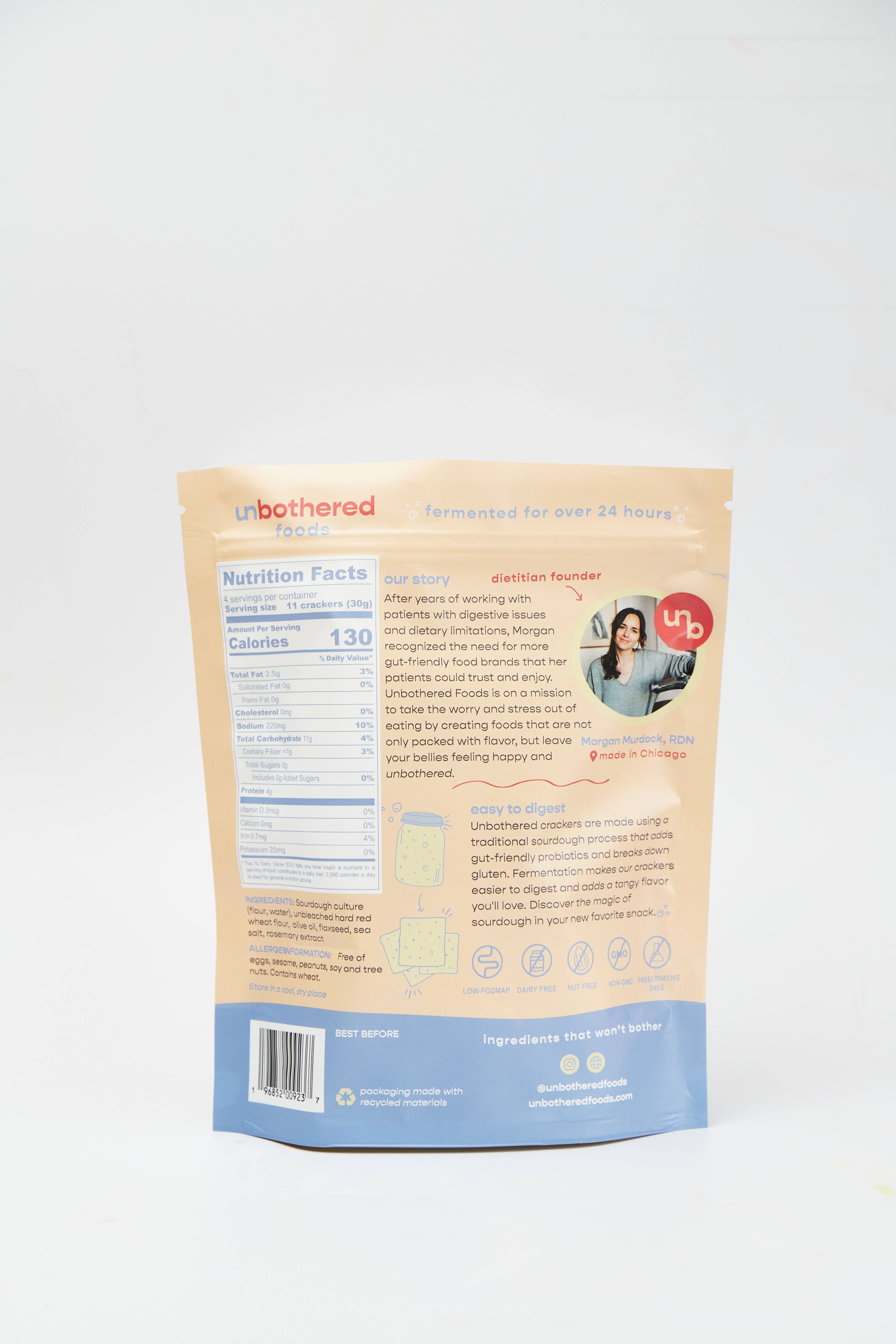 Unbothered Foods - Vendita all'ingrosso Cracker - Cracker al Lievito Madre con Sale Marino e Semi di Lino - Amici dell'Intestino1