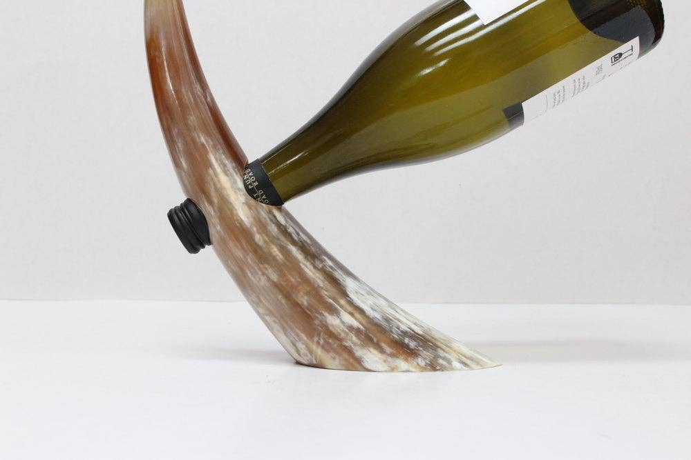 The African Home Goods - Wholesale Bottle Rack/Holder - ANKOLE COW HORN  WINE BOTTLE HOLDER - LIGHT1