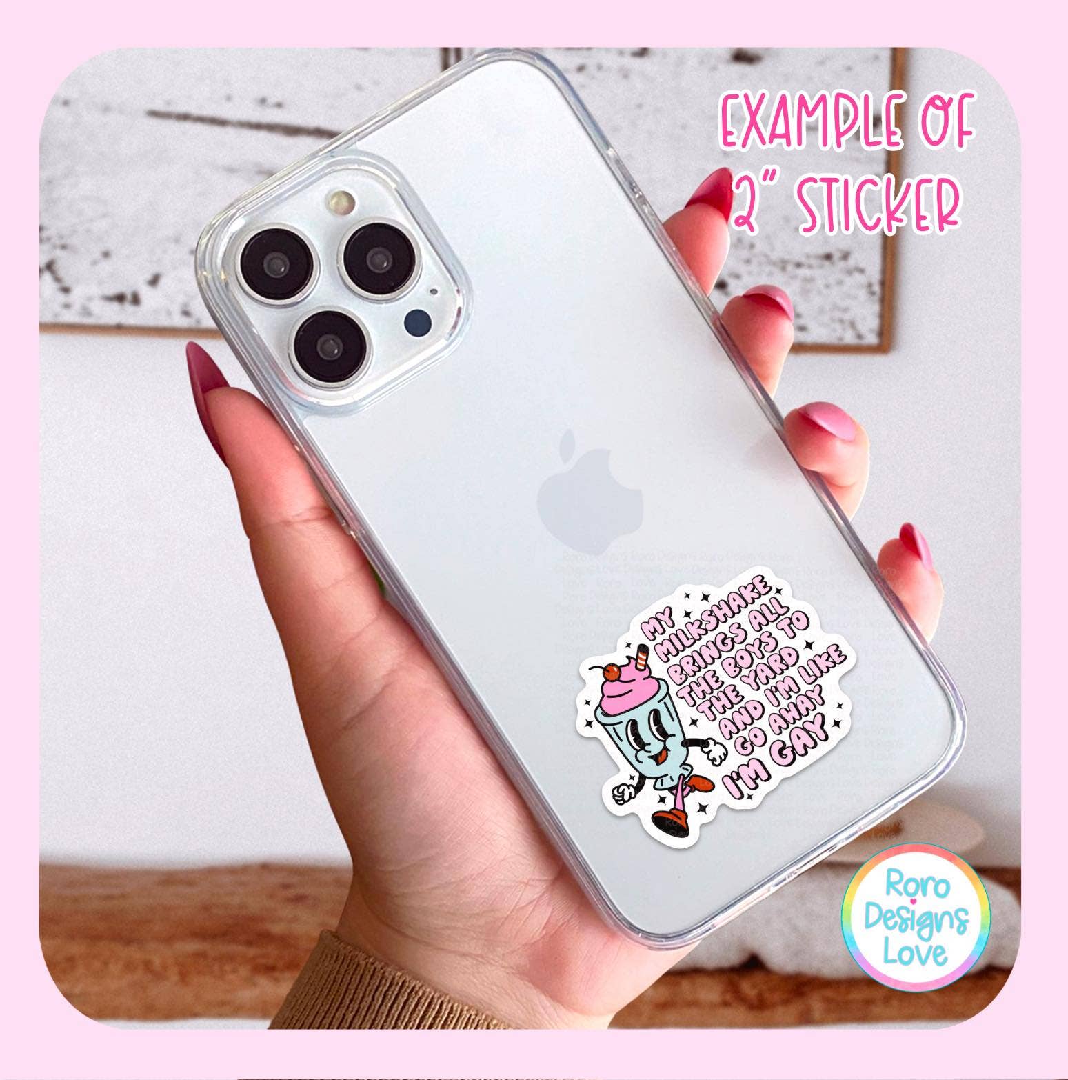 RoroDesignsLove – Engroshandel Klistermærke – Mit milkshake-klistermærke, gå væk Jeg er homoseksuel klistermærke til bærbar computer4