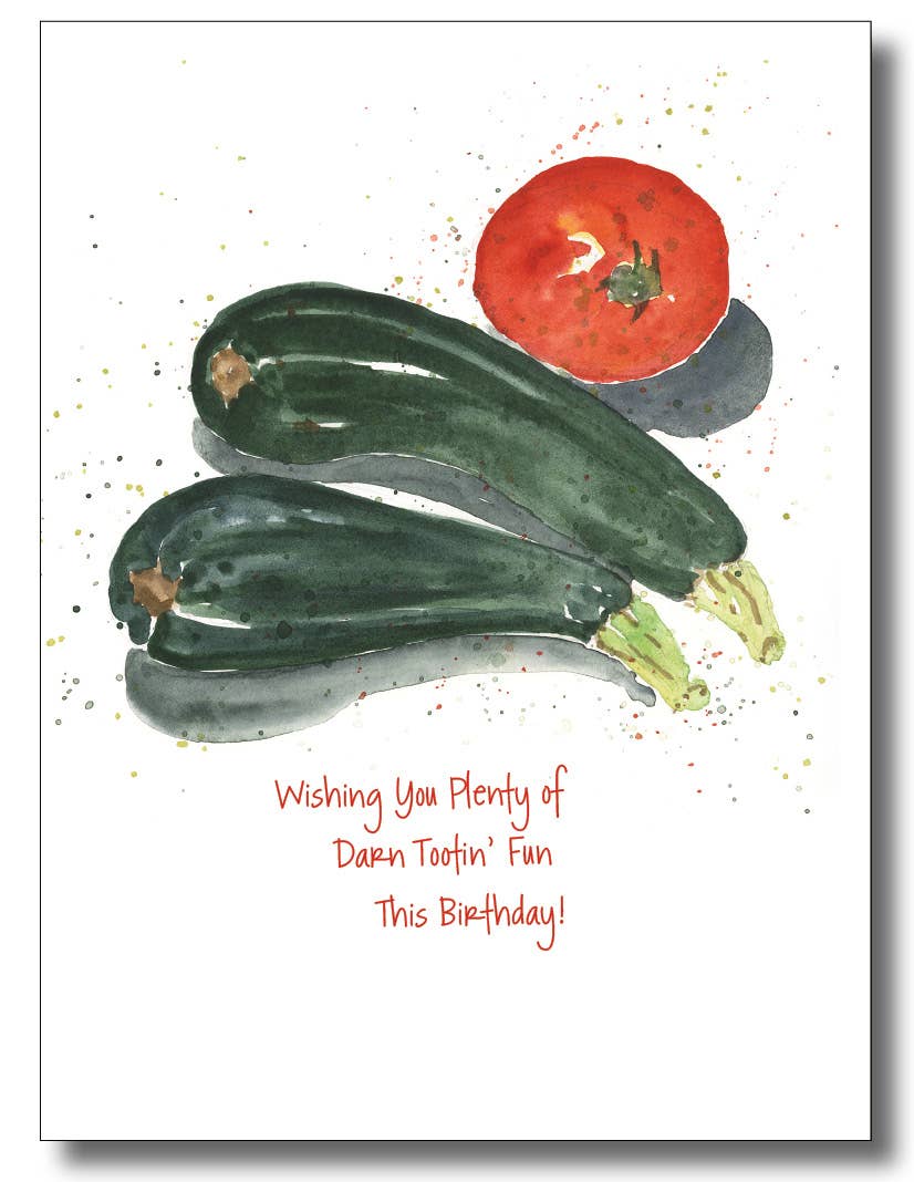 WORDS & WATERCOLORS BY PEG CONLEY - Venta al por mayor Tarjetas de cumpleaños - Calabacín y tomate0