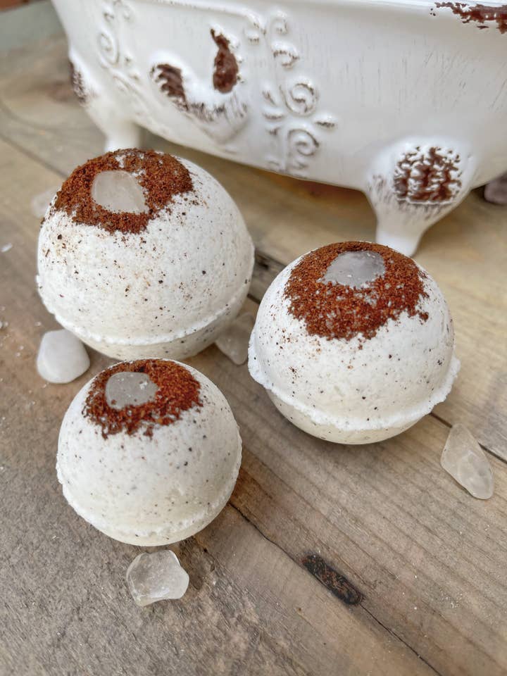 Crystal Quartz & Coffee Bath Bombs for wholesale by Rage Gems & Jewelry