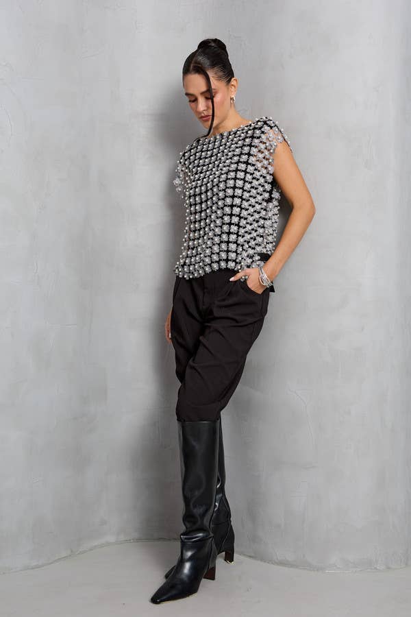 SAACHI - Wholesale Blouse - Women's - Floral Shell Pearl Capelet28