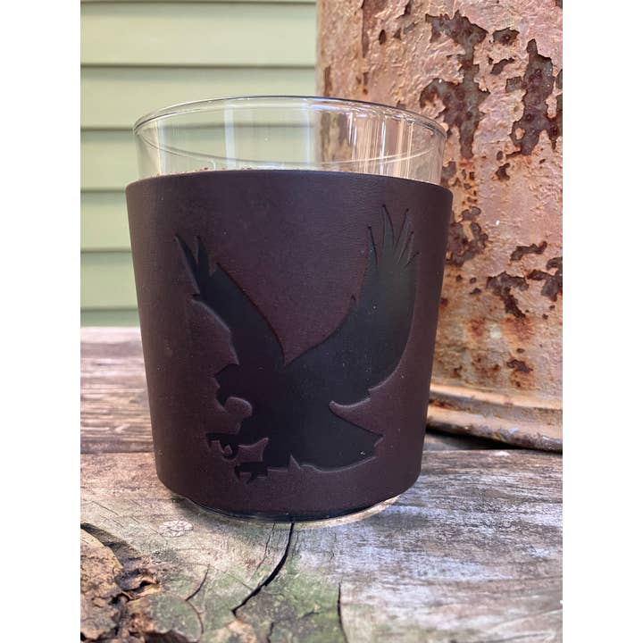 Leather Wrapped Whiskey Glass - Eagle for wholesale by Jimmyrockit