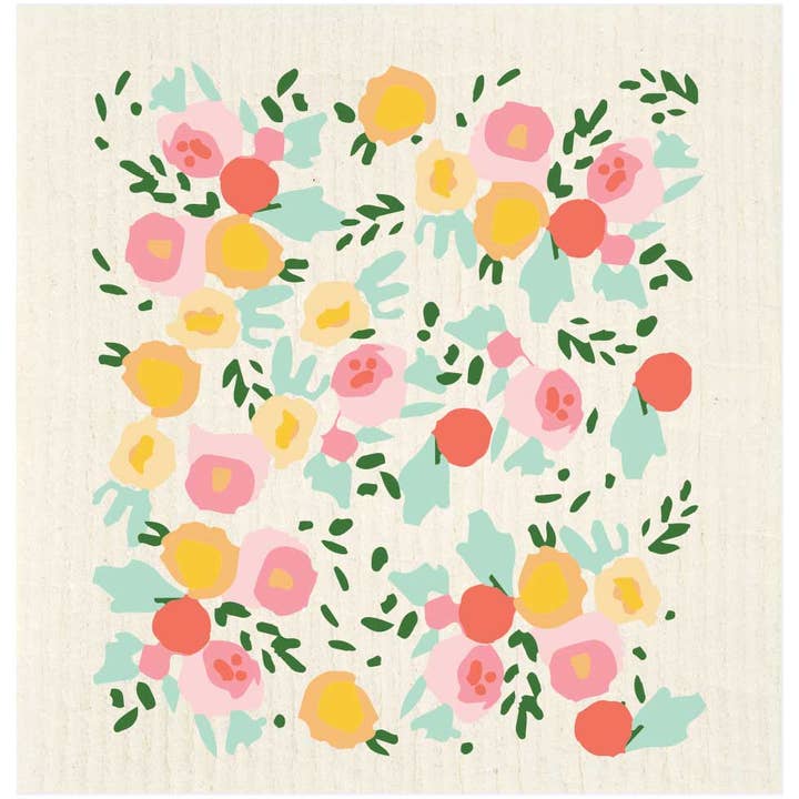 Spring Floral Swedish Dishcloth for wholesale by Potluck Press