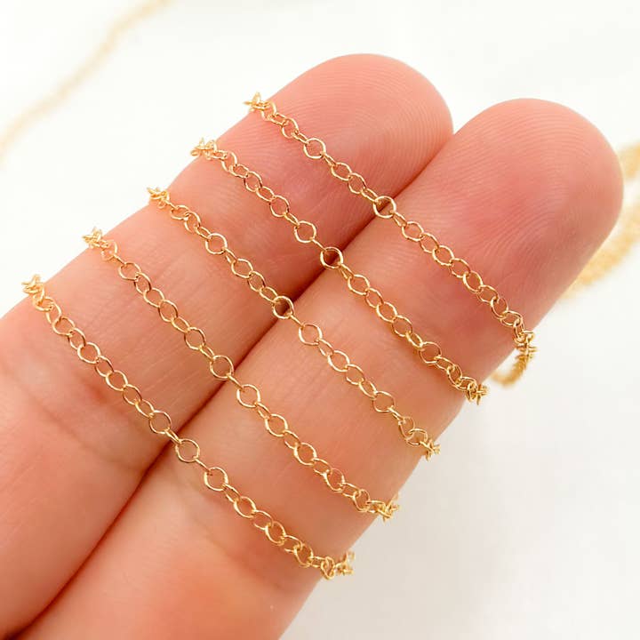 1218GF. Catena portacavi riempita in oro 14 carati per la vendita all'ingrosso da parte di Tresor Jewelry Inc.