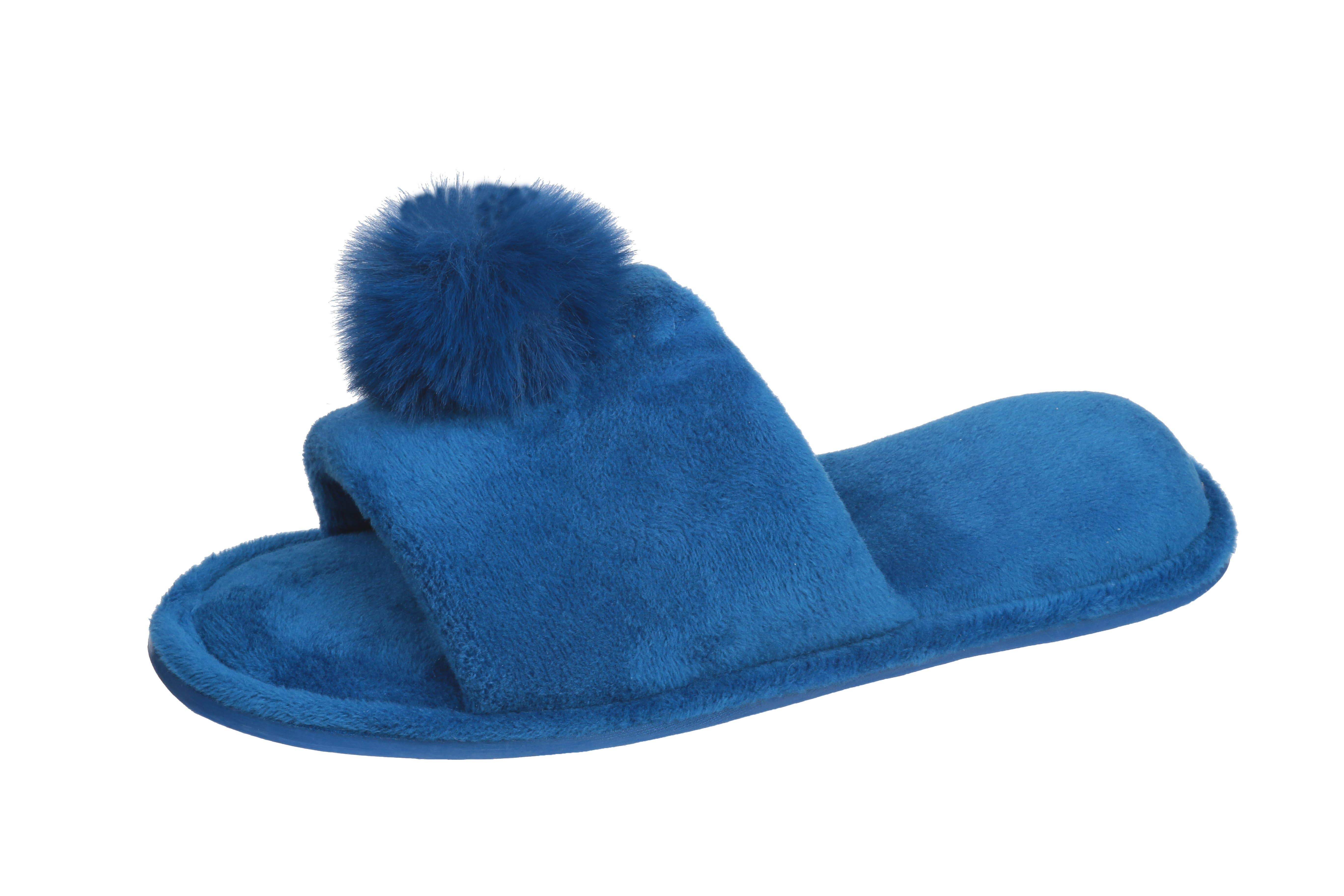 Roxoni - Venta al por mayor Zapatillas para casa - Niños - Zapatilla Niña Lovely Velvet Pompón Punta Abierta1