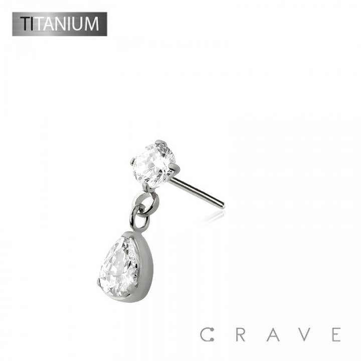 CRAVE BODY JEWELRY - Wholesale Stud/post earrings - IMPLANT GRADE TITANIUM THREADLESS PUSH IN ROUND BEZEL TEAR D1