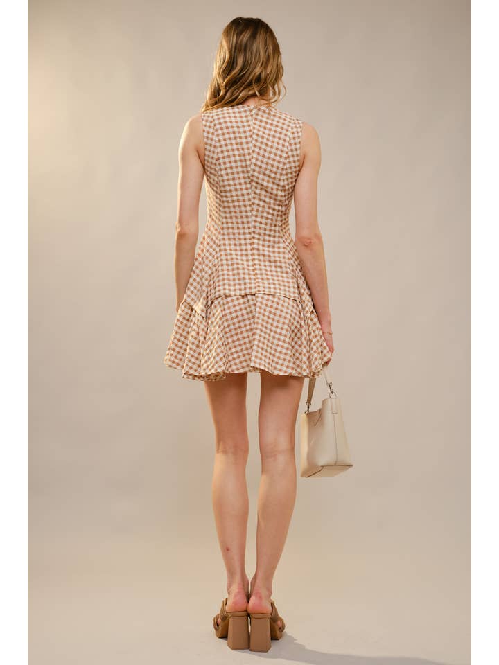 Blue B - Wholesale Dress - Women's - 47022D - Gingham Flare Mini Dress10