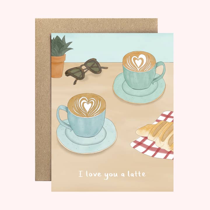 Eu te amo um café com leite (cartão comemorativo de dia dos namorados/aniversário) por atacado de Blue Whale Paper Co