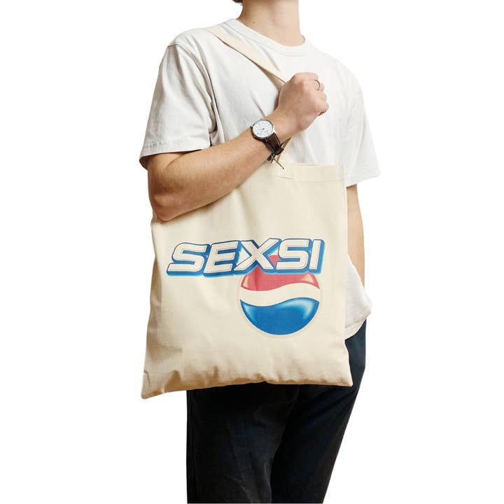 ZZZEBRAAA LIMITED - Wholesale Tote Bag - Unisex - Sexsi Funny Meme White Tote Bag Parody Logo Gift