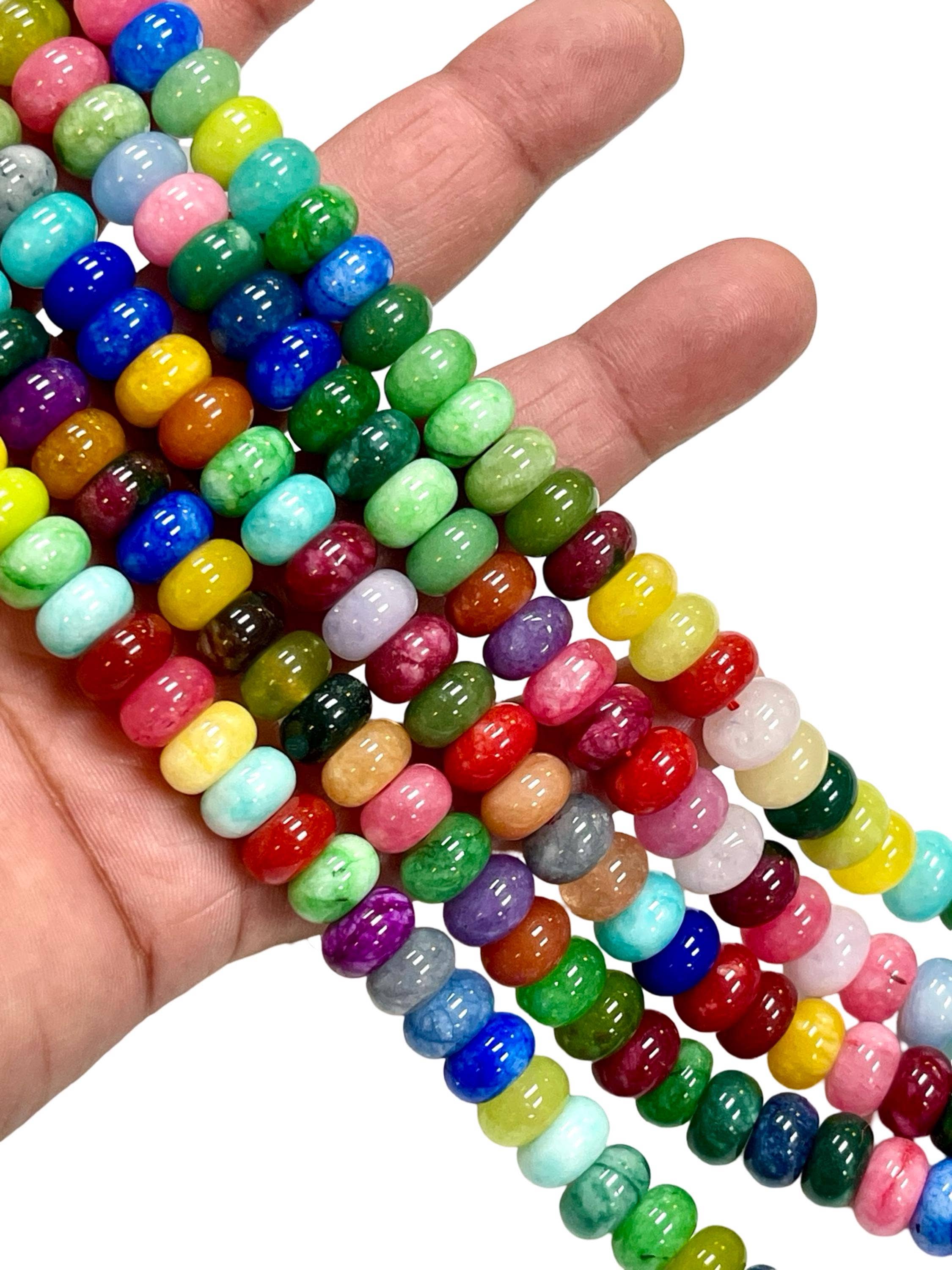 TRIVENI USA INC - Wholesale Beads - 10mm Multi Color Rainbow Quartz Gemstone Smooth Rondelle3